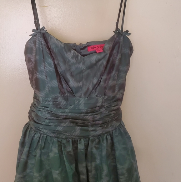 Betsey Johnson Teal Blue Green Snake Print Satin Prom Party Dress. - Picture 8 of 16